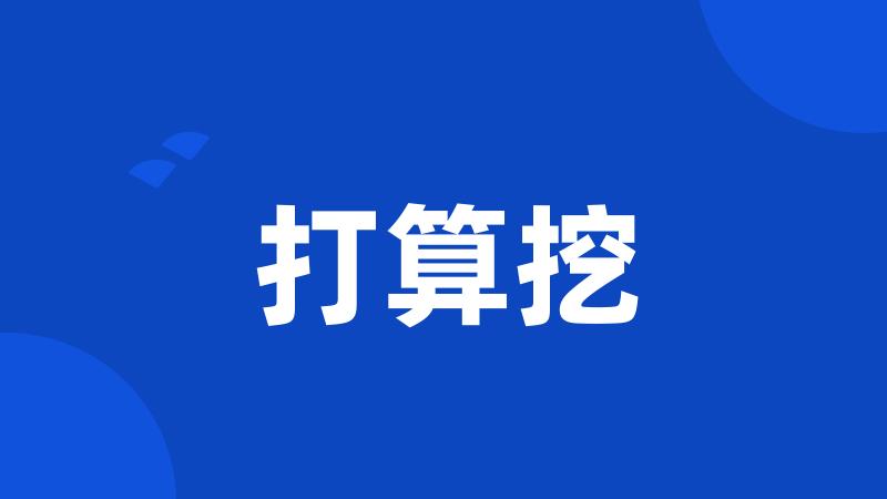 打算挖