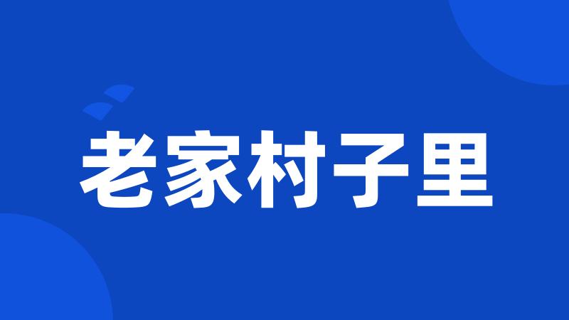 老家村子里