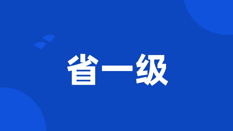 省一级