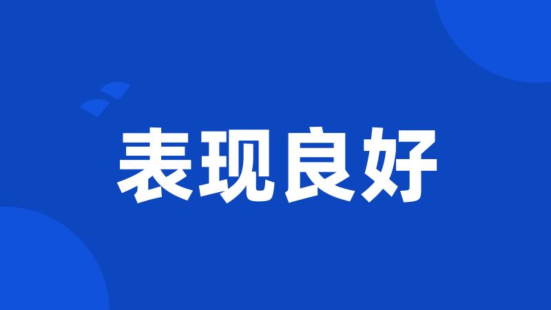表现良好