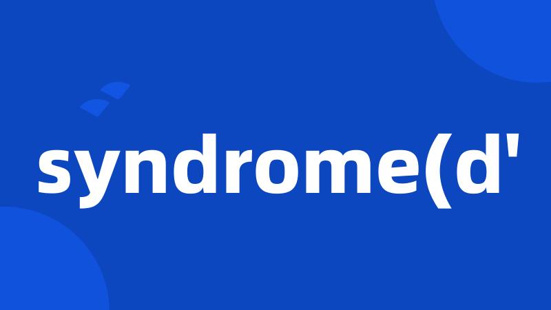 syndrome(d'