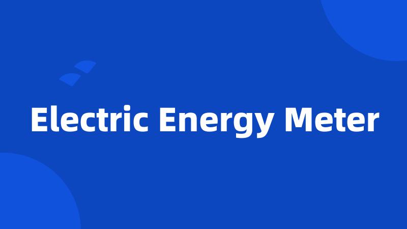 Electric Energy Meter