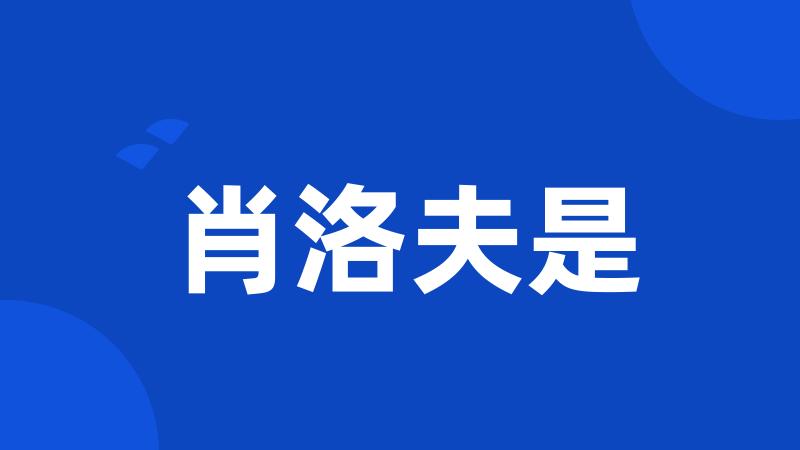 肖洛夫是