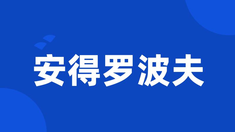安得罗波夫