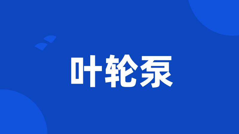 叶轮泵