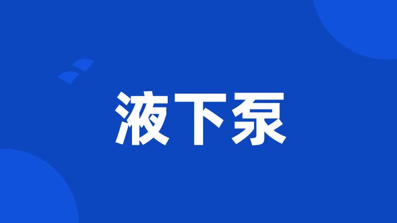 液下泵