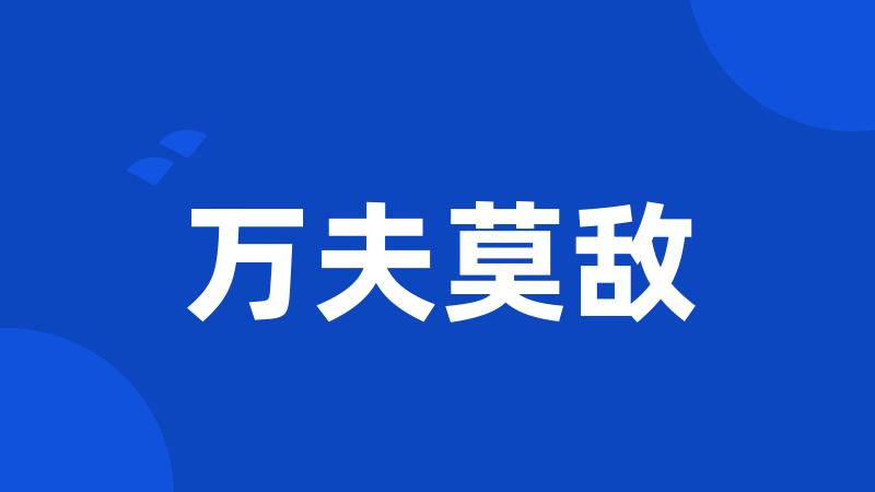 万夫莫敌