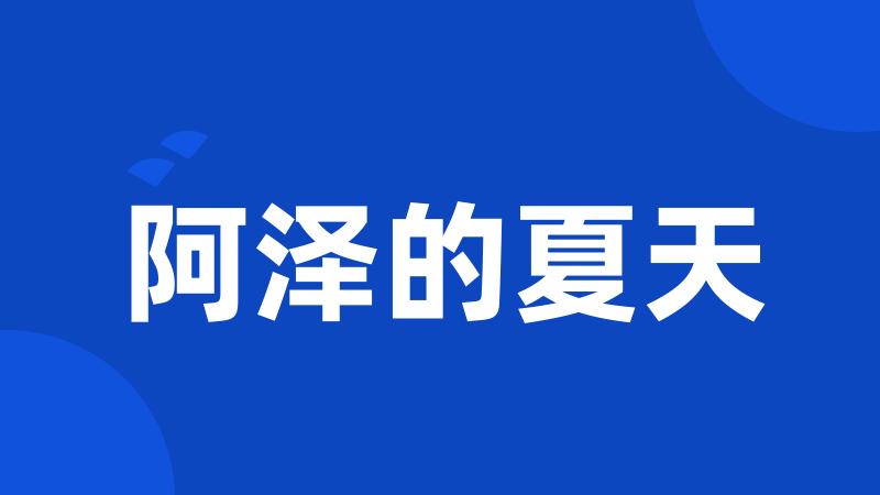 阿泽的夏天