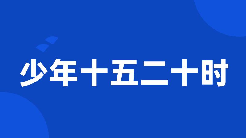 少年十五二十时