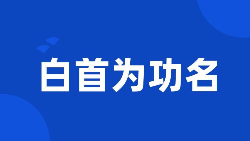 白首为功名