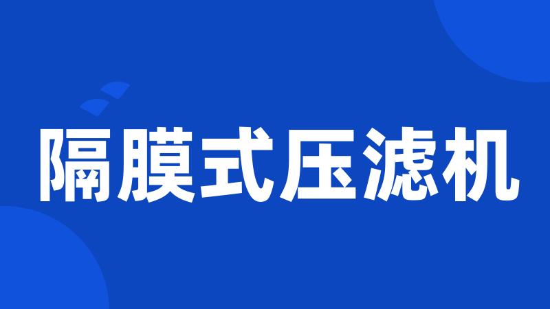 隔膜式压滤机