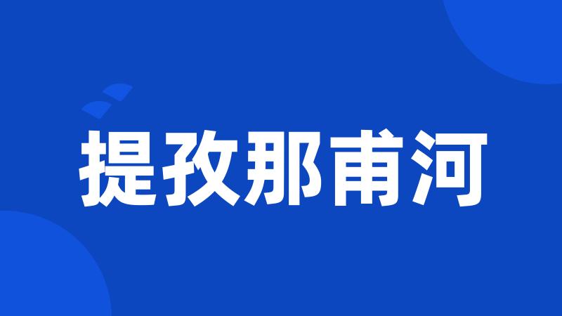 提孜那甫河
