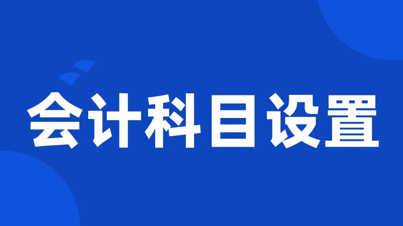 会计科目设置