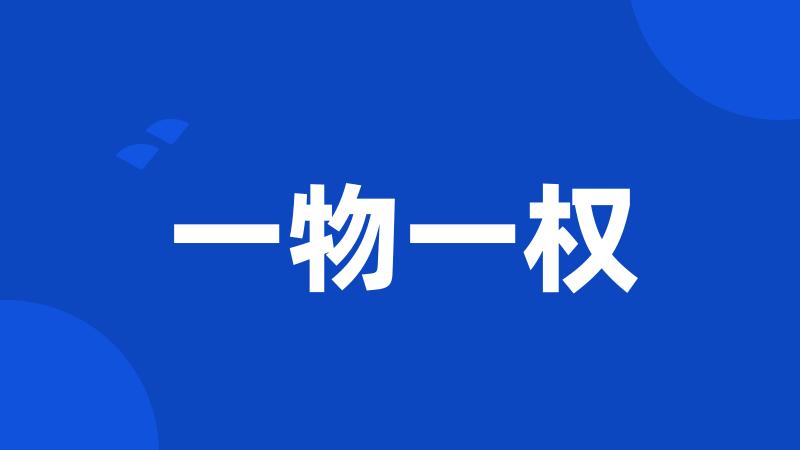一物一权