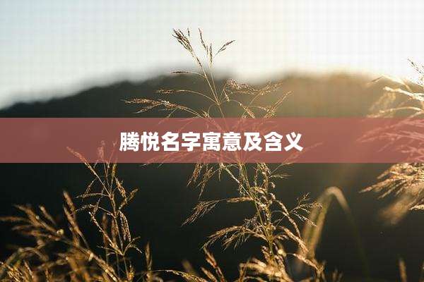 腾悦名字寓意及含义