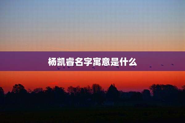 杨凯睿名字寓意是什么