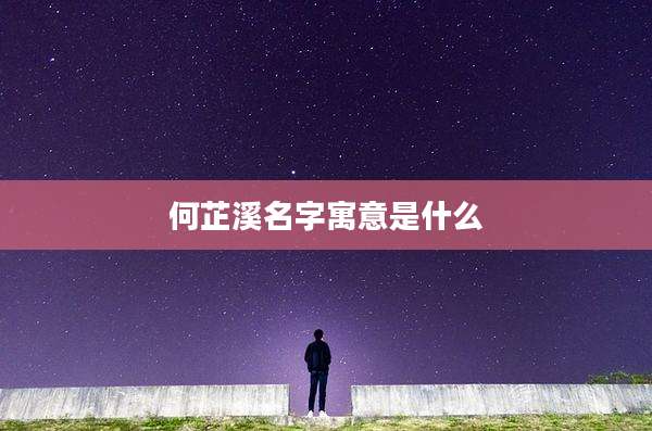 何芷溪名字寓意是什么
