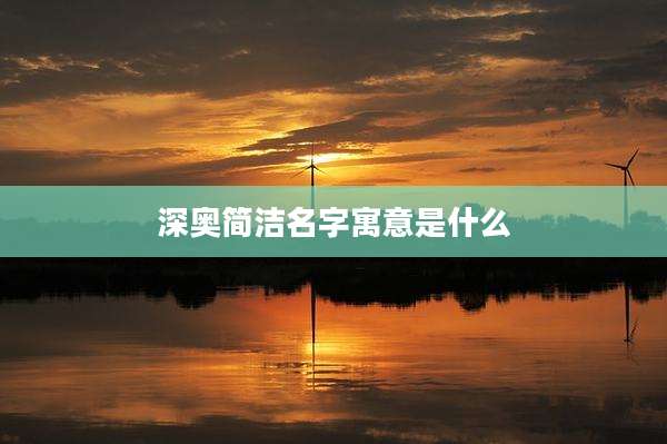 深奥简洁名字寓意是什么