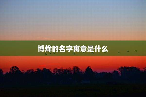 博烽的名字寓意是什么