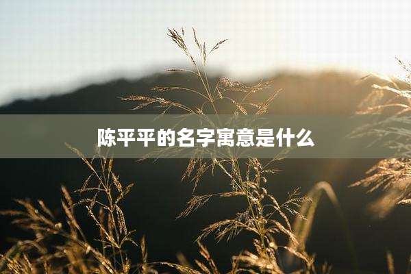 陈平平的名字寓意是什么