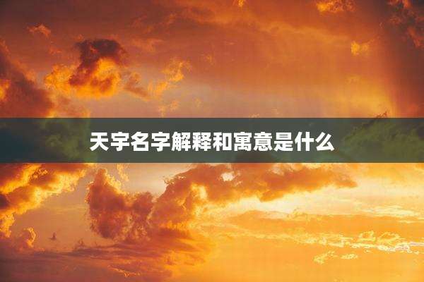 天宇名字解释和寓意是什么