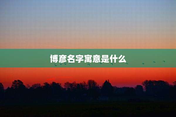 博彦名字寓意是什么