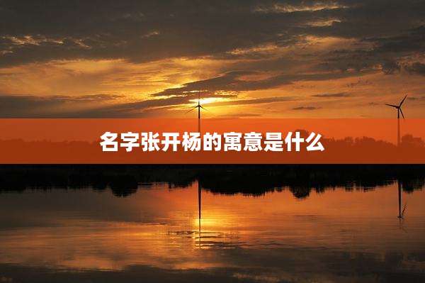 名字张开杨的寓意是什么