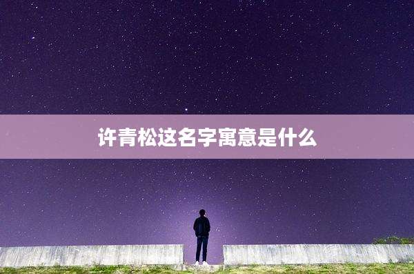 许青松这名字寓意是什么