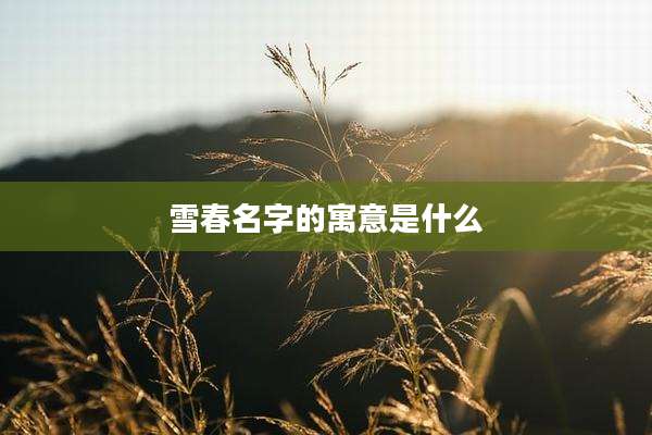 雪春名字的寓意是什么