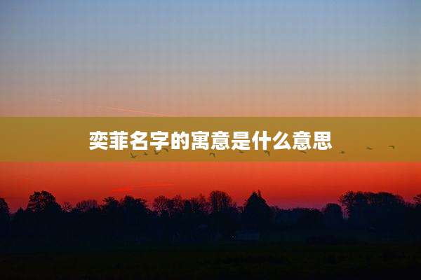 奕菲名字的寓意是什么意思