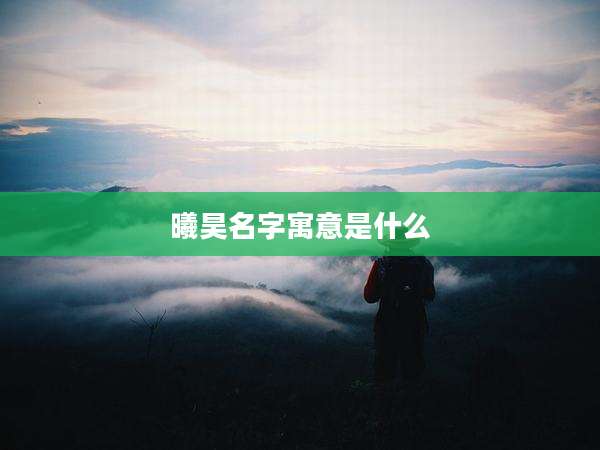 曦昊名字寓意是什么