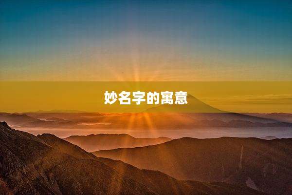 妙名字的寓意