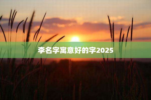 李名字寓意好的字2025