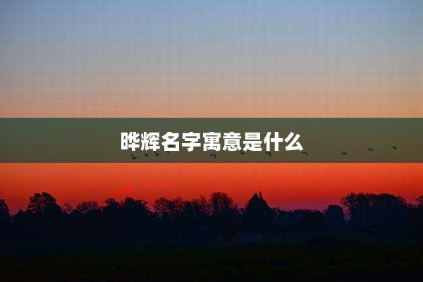 晔辉名字寓意是什么