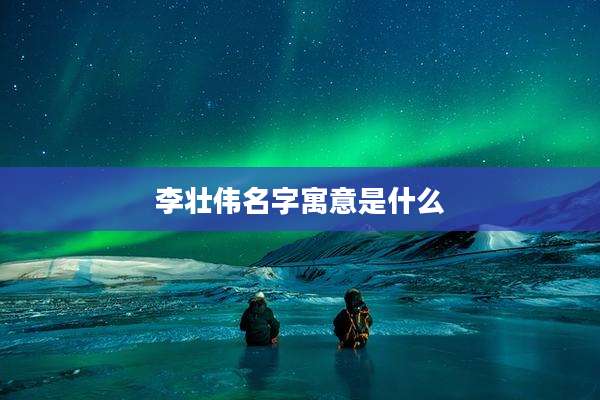 李壮伟名字寓意是什么