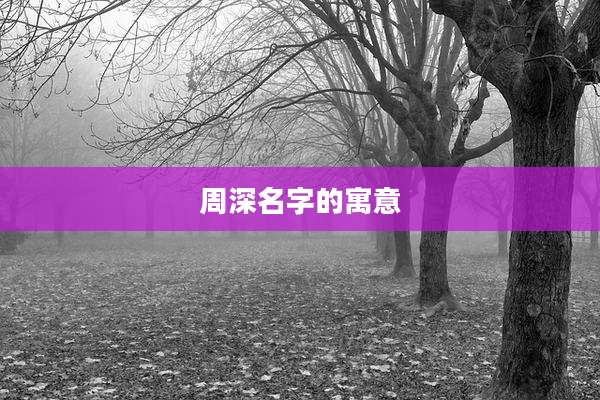 周深名字的寓意