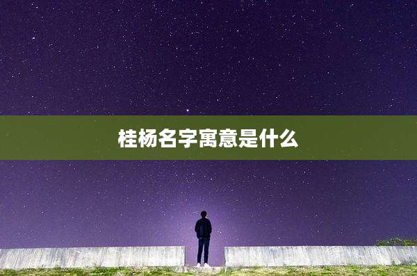 桂杨名字寓意是什么