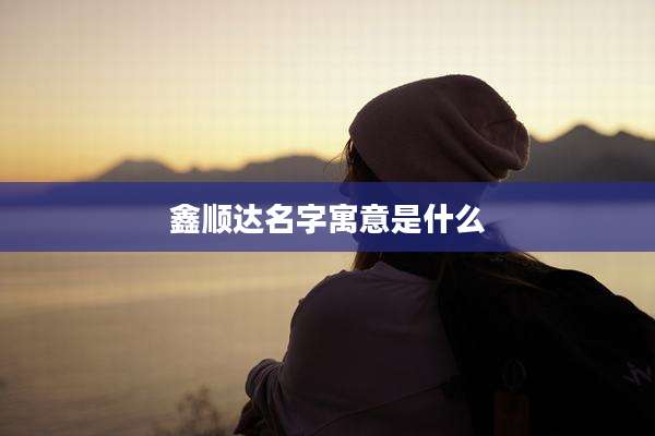 鑫顺达名字寓意是什么