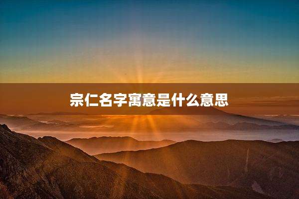 宗仁名字寓意是什么意思