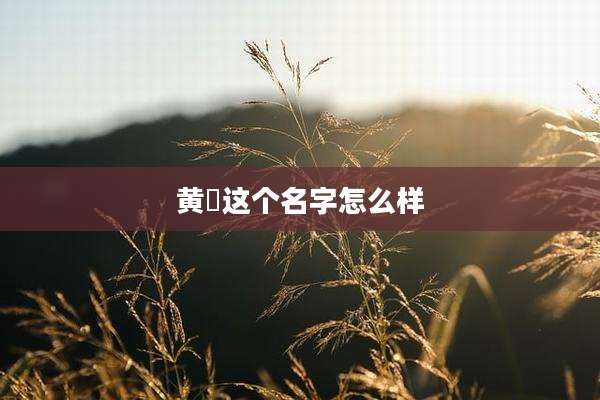 黄燚这个名字怎么样