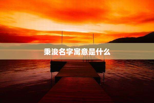 秉浚名字寓意是什么