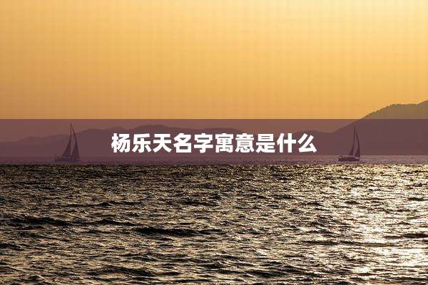 杨乐天名字寓意是什么