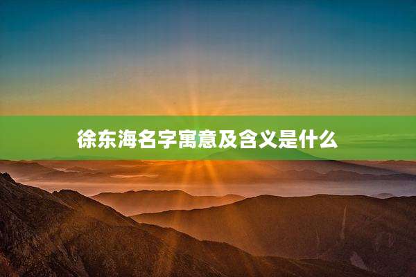 徐东海名字寓意及含义是什么