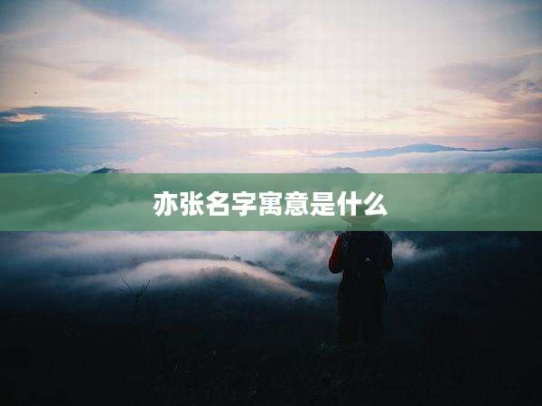 亦张名字寓意是什么