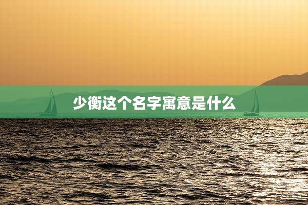 少衡这个名字寓意是什么