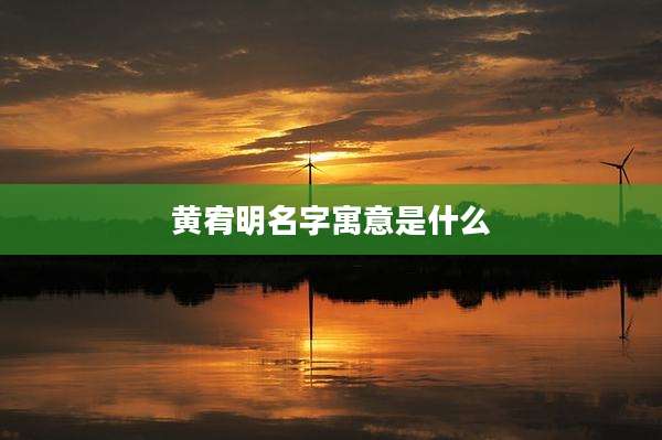黄宥明名字寓意是什么
