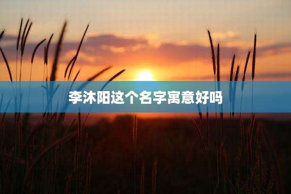 李沐阳这个名字寓意好吗