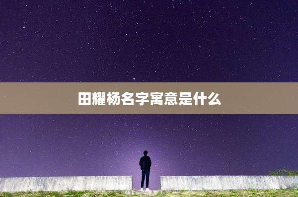 田耀杨名字寓意是什么