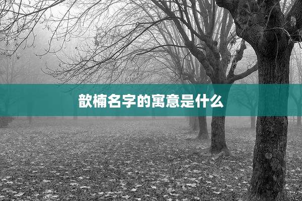 歆楠名字的寓意是什么