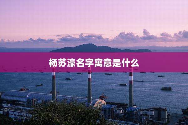 杨苏濠名字寓意是什么